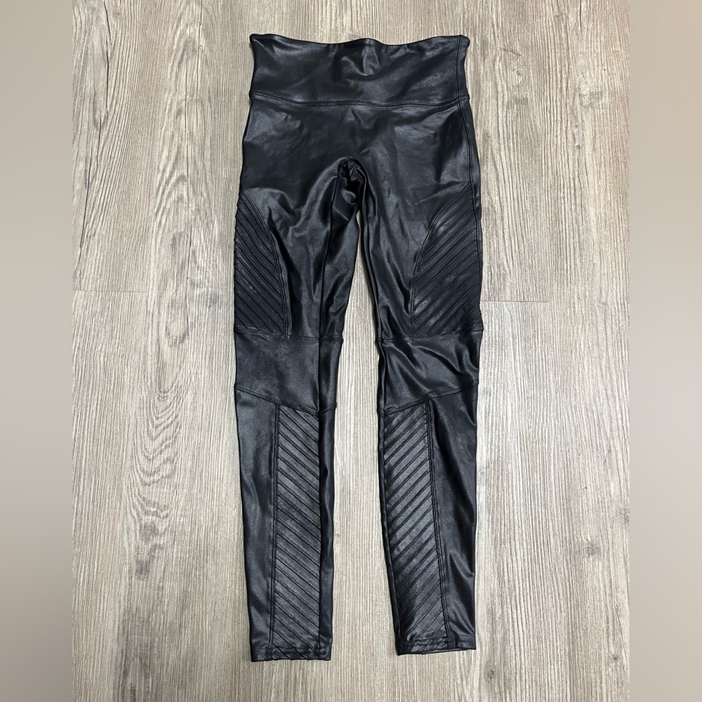 Spanx Moto Legging Black Faux Leather Small